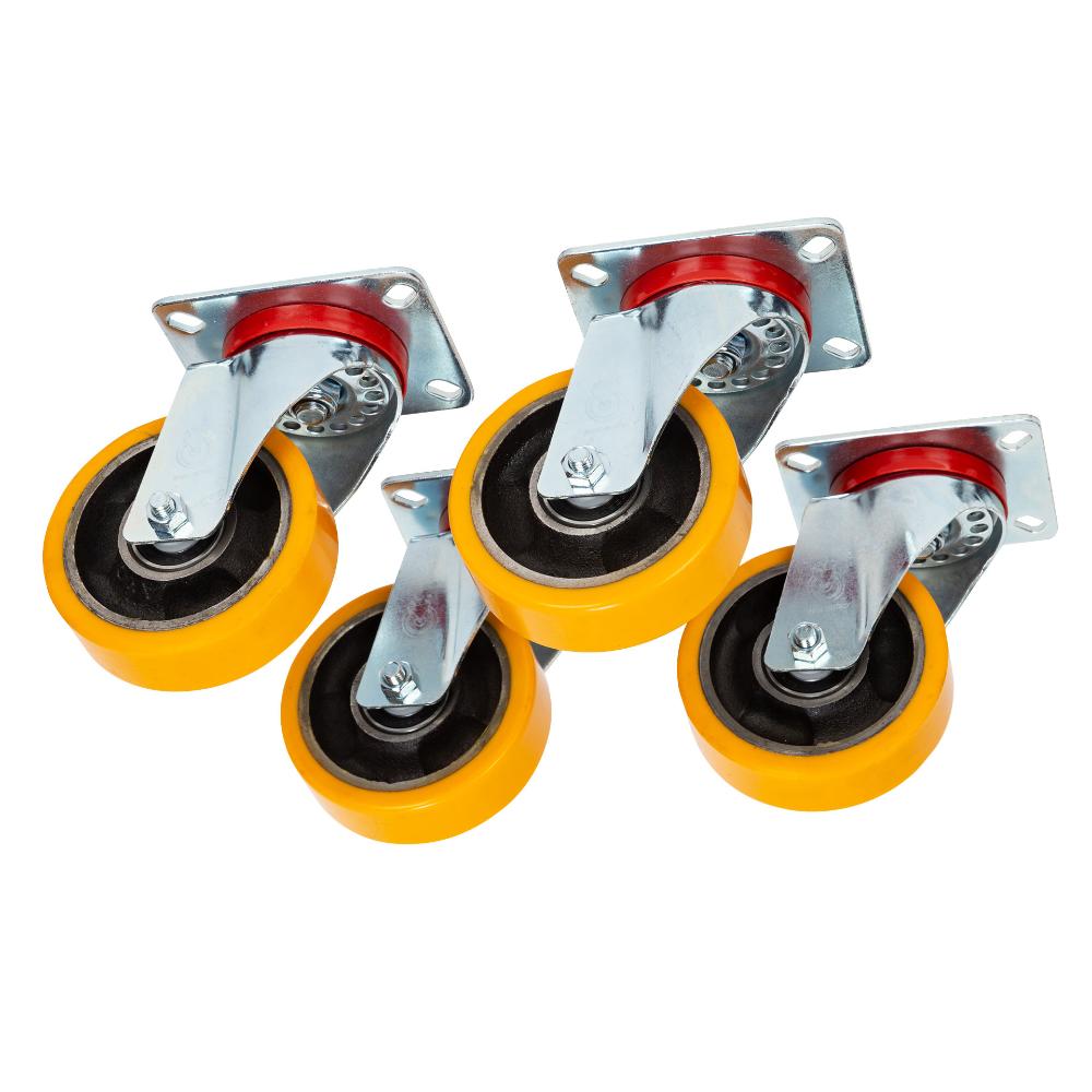 RCF Subwoofer Rollen Gelb mit Montageplatte gelbe Lauffläche