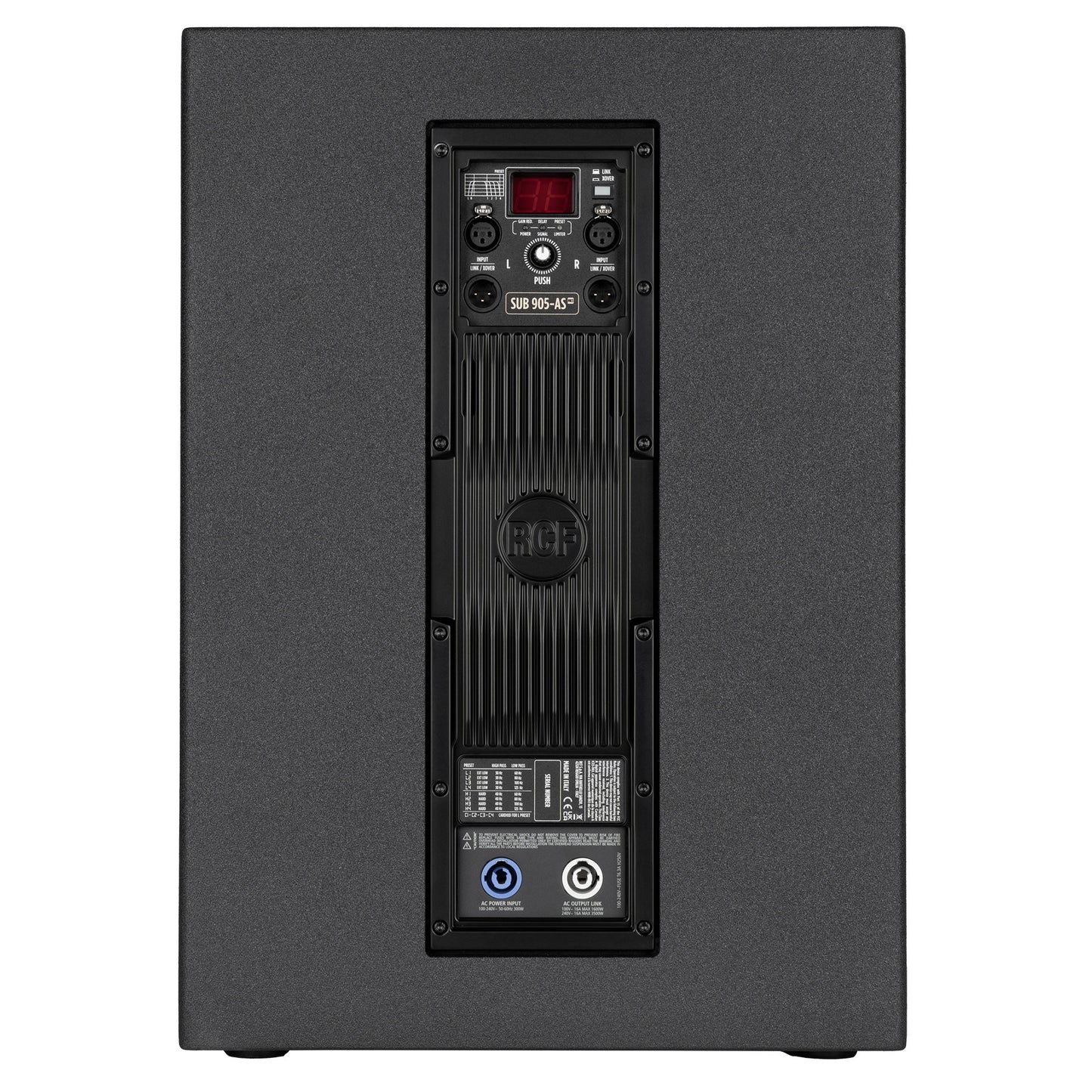RCF Subwoofer 905ASMK3 rear display conectors