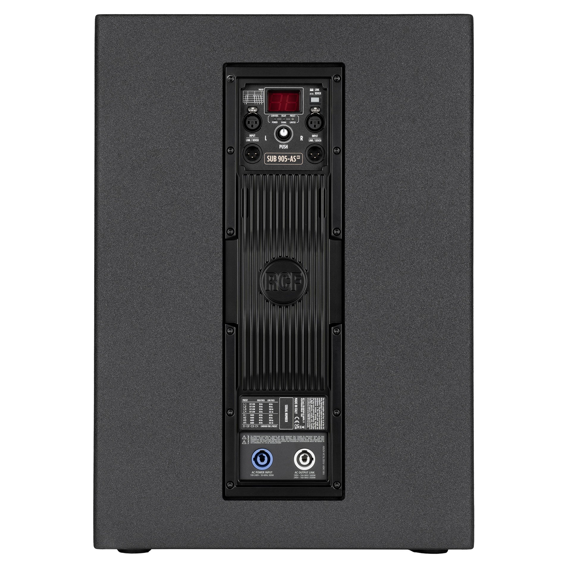 RCF Subwoofer 905ASMK3 rear display conectors