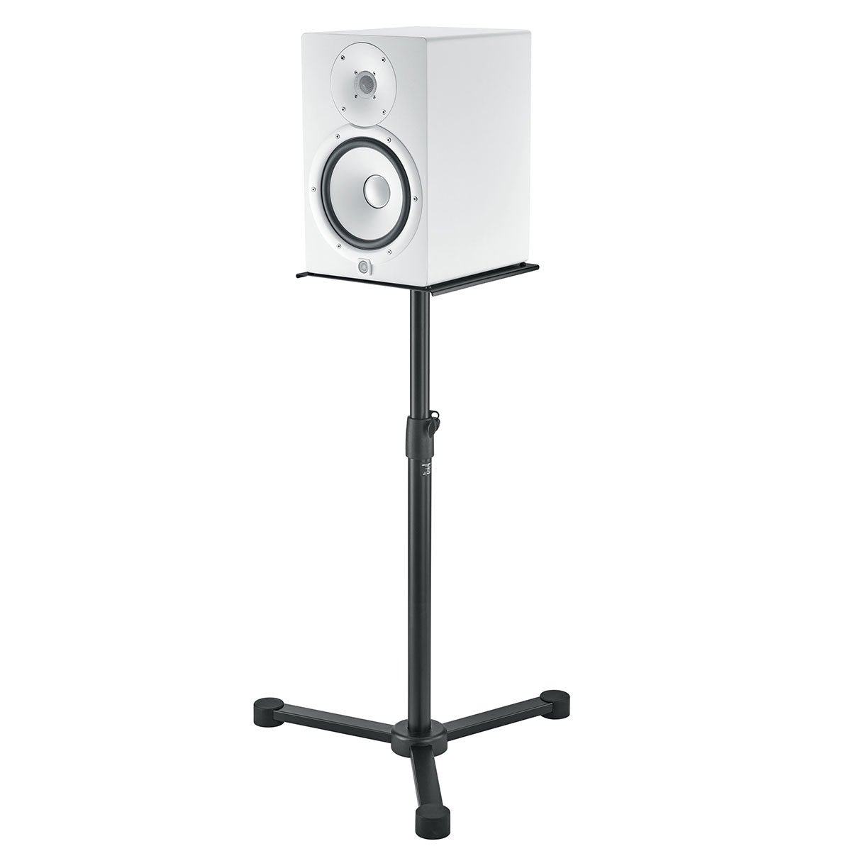26722 Monitorstativ K&M mit weißem yamaha Monitor on top