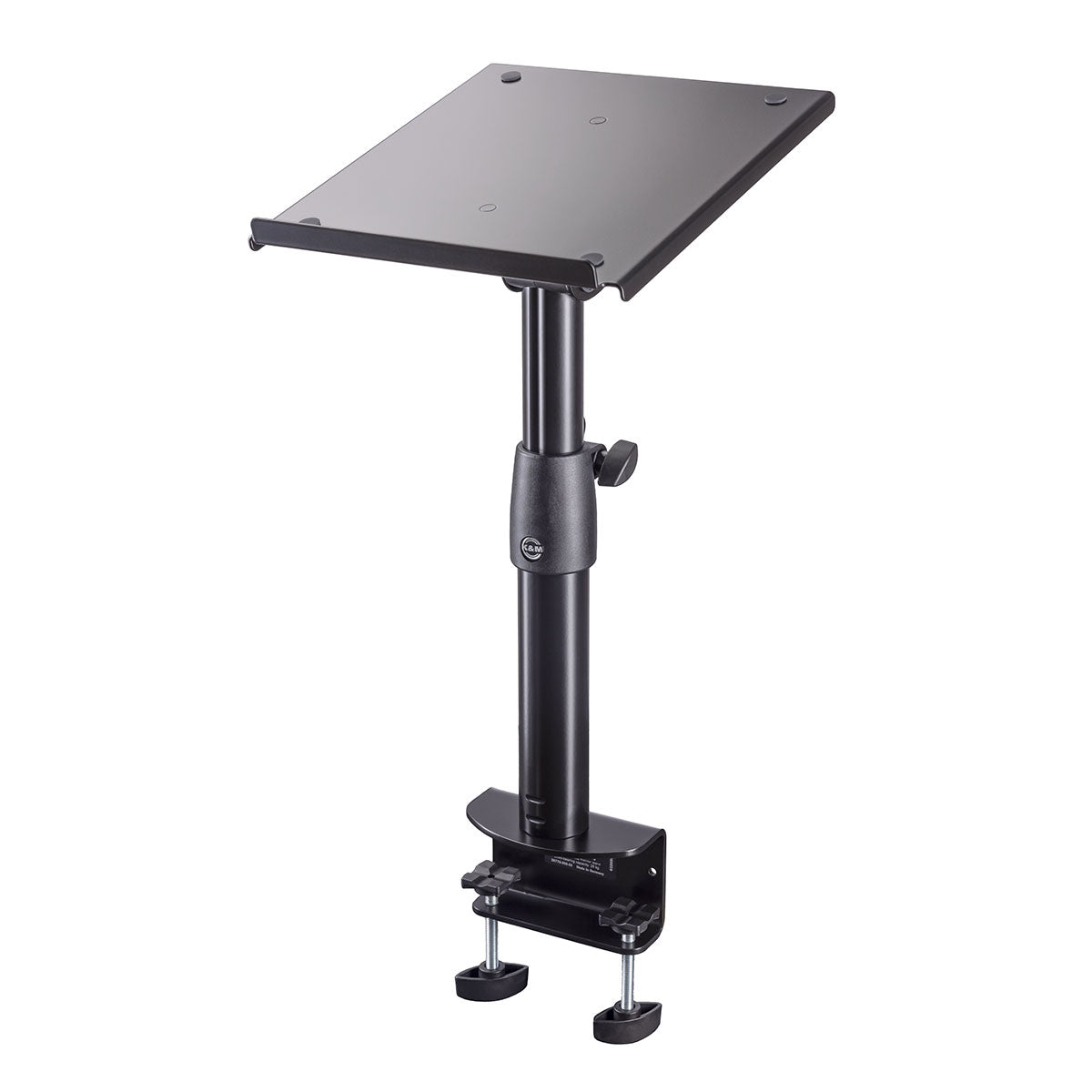 k&m 26778 Neigbares Monitorstativ zur Tischmontage schwarz front schräg