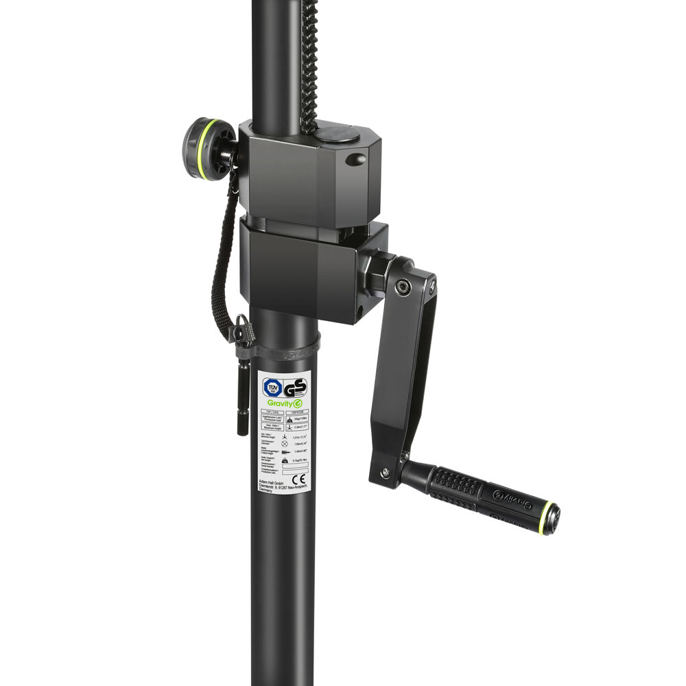 Gravity Kurbellautsprecher Ständer schwarz detail Kurbel