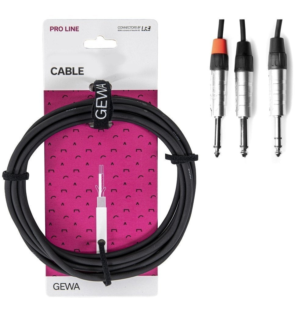Gewa Y Kabel Stereo Klinke auf 2 Mono Klinken 6,3mm aufgerollt