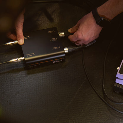 Palmer River Inn Di Box black connected on stage cable plug in