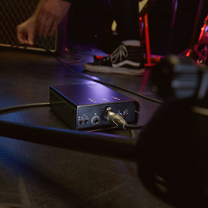 Palmer River Mosel DI Box on stage floor