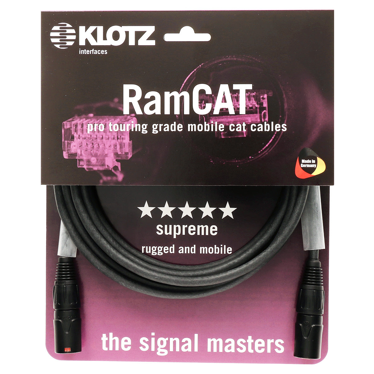 Klotz RamCat Ethercon Kabel in der Verpackung