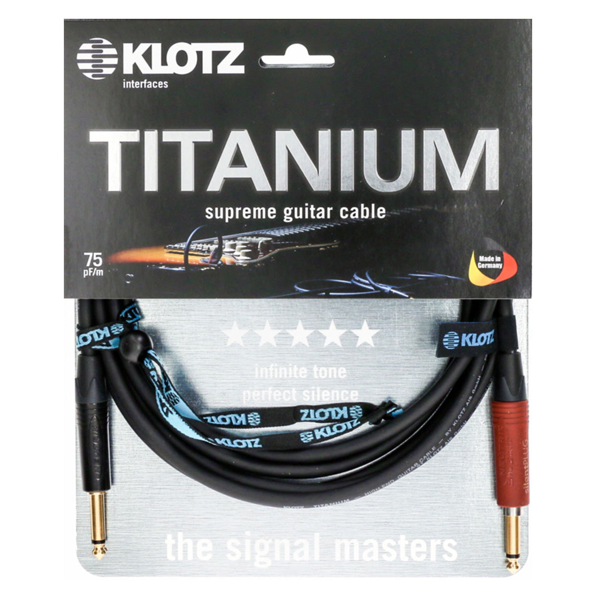 Klotz titanium Instrumenten kabel schwarz gerader stecker tüller ror und schwarz