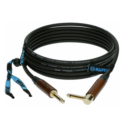 Klotz Gitarrenkabel Klinkenstecker pro Titanium Goldstecker Walnußholz Tüllen high end aufgerollt