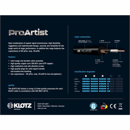 Klotz ProArtist Instrumenten Kabel schwarz Technische Daten