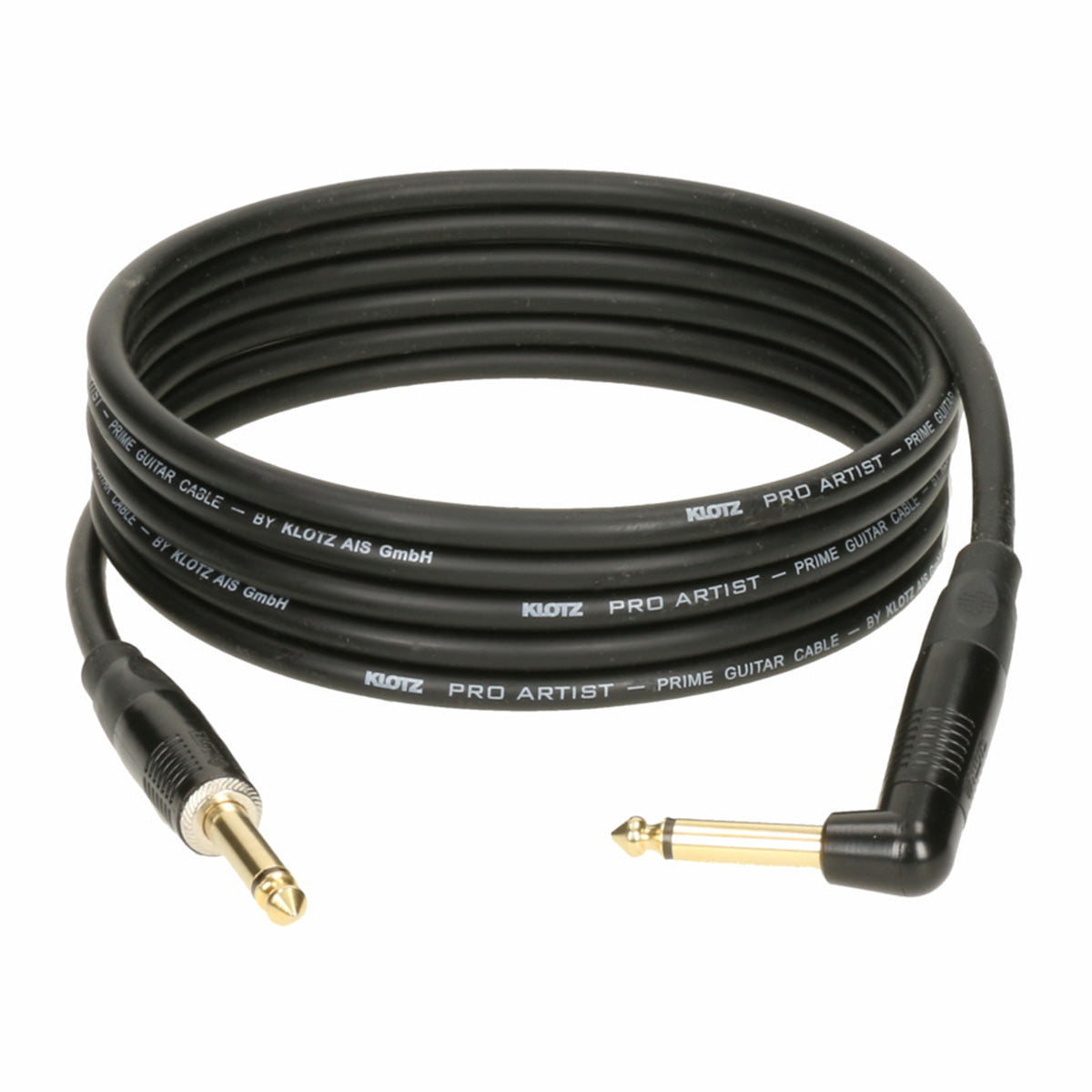 Klotz ProArtist Instrumenten Kabel schwarz 1x normal 1xabgewinkelter Klinkenstecker aufgerollt