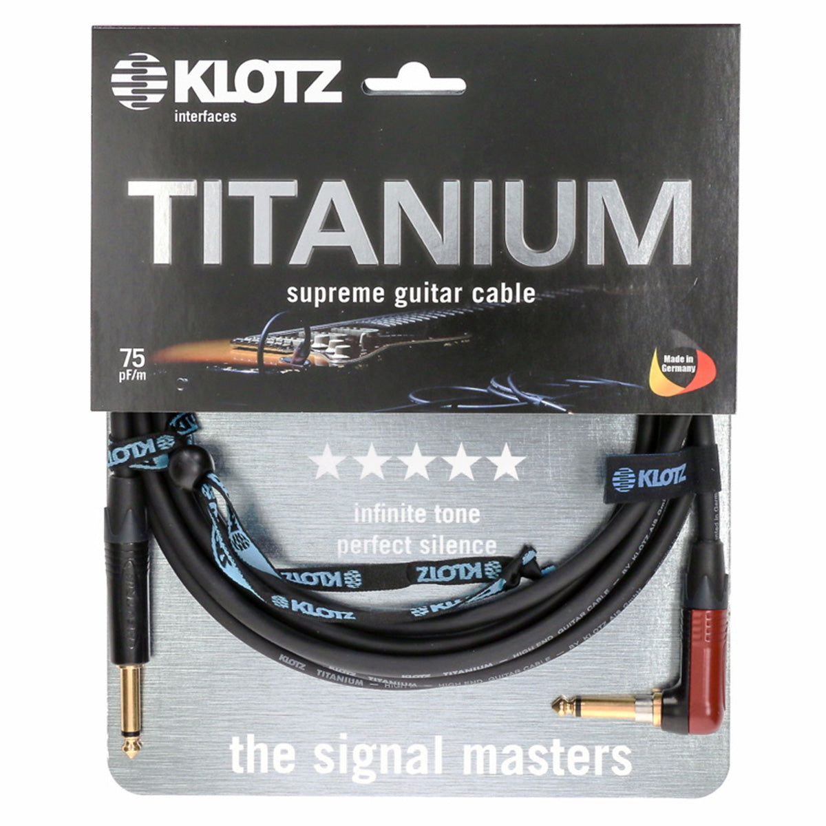 Klotz titanium Instrumenten kabel schwarz mit silent guitar stecker