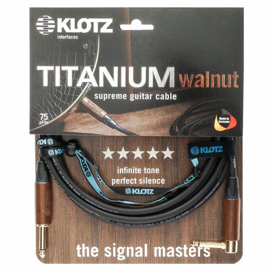 Klotz Gitarrenkabel Klinkenstecker pro Titanium Goldstecker Walnußholz Tüllen high end