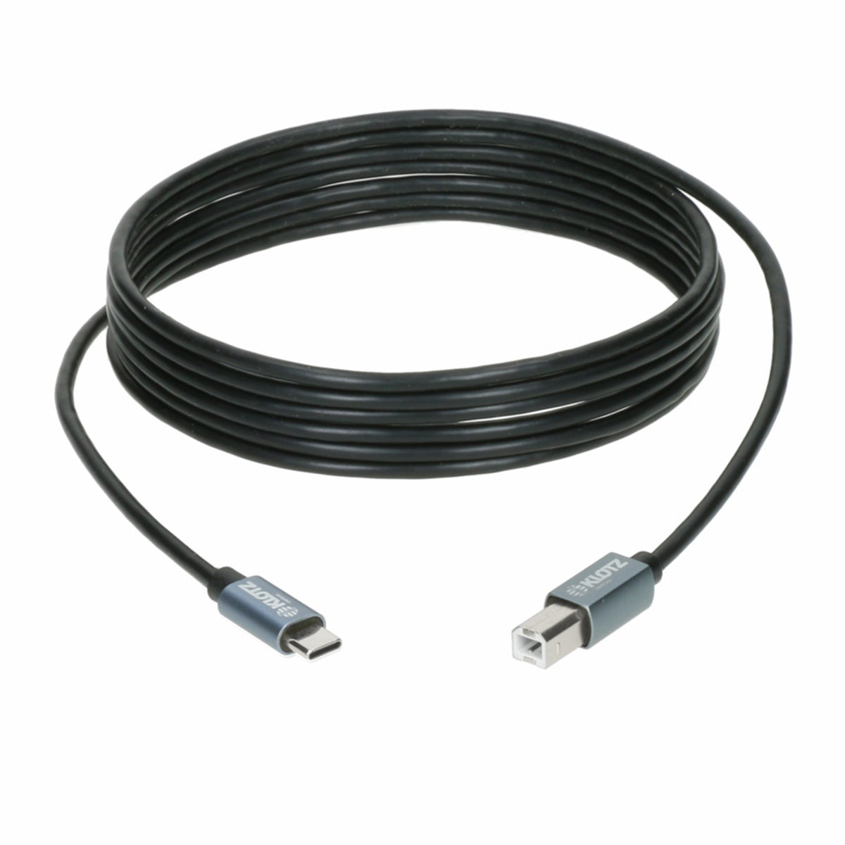 Klotz USB C auf USB B high speed kabel aufgerollt schwarz