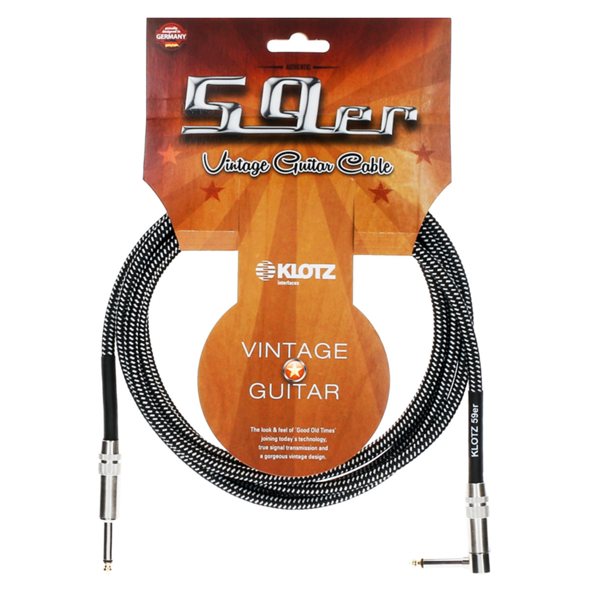 KLOTZ Vintage Girarrenkabel mit abgewinkeltem Stecker